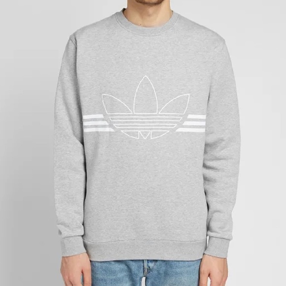adidas Originals | Shirts | Adidas Outline Crew Sweatmedium Grey Heather Sz  Xl | Poshmark